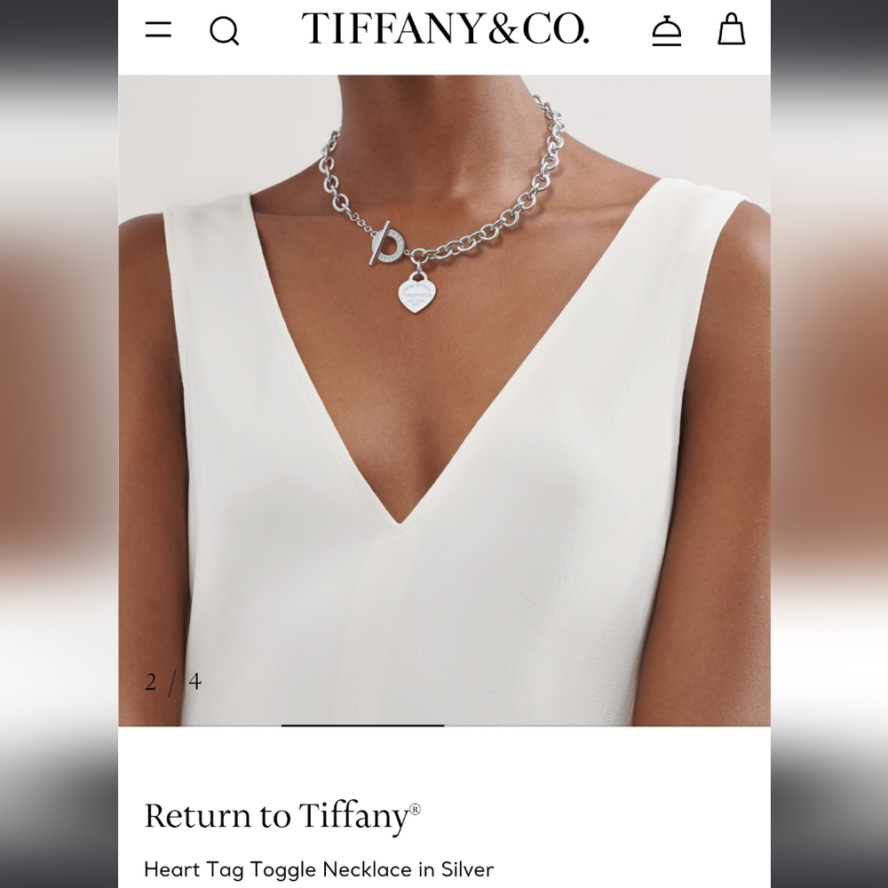 Tiffany & Co. Silver Heart Charm Necklace With Box - Picture 2 of 6
